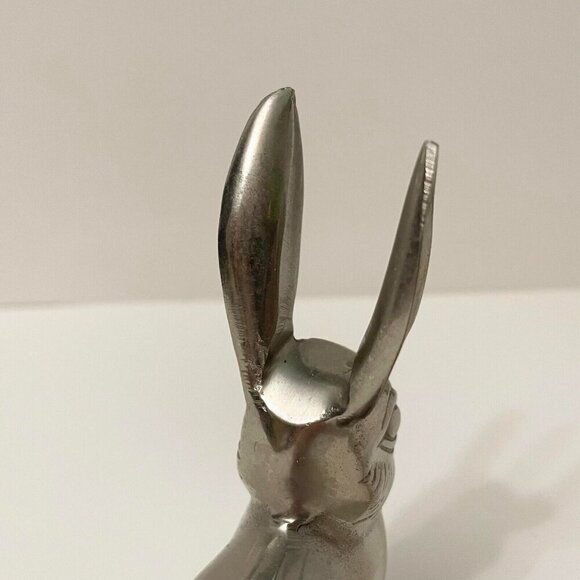 Vintage Metal Bunny Rabbit Figure 5 Inch Tall Made in Korea Figurine - Picture 5 of 13